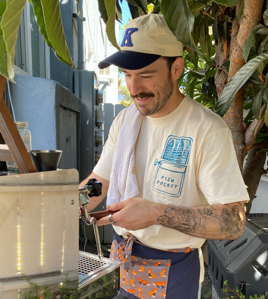 “Fish Pocket” Block Printed Sardine Tee