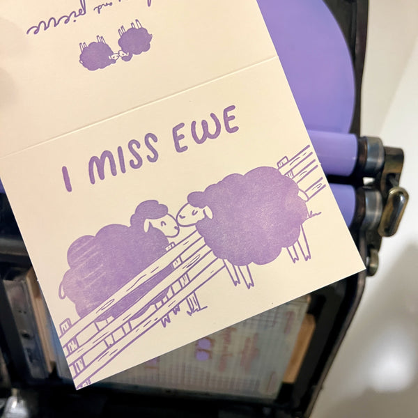 I Miss Ewe Letterpress Card