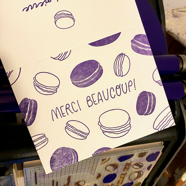 Merci Macarons Thank You Letterpress Card