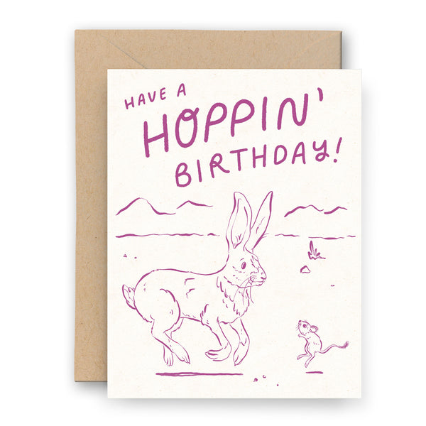 Jackrabbit Letterpress Card | Hoppin' Birthday