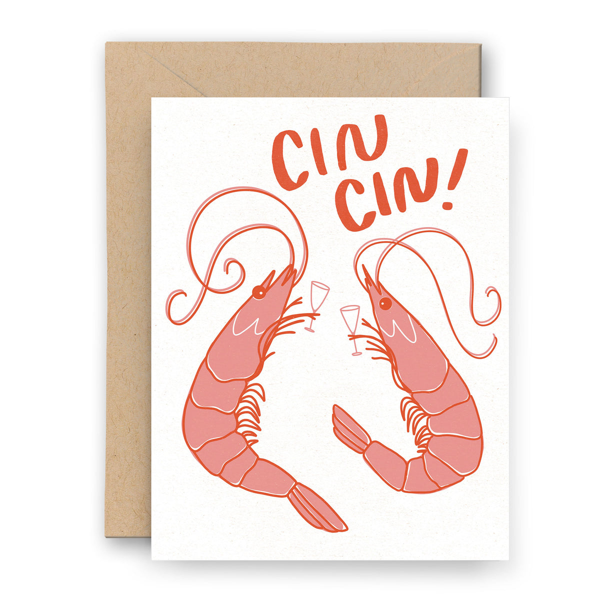 shrimp mtg card Cin Cin Shrimp Congrats Letterpress Card