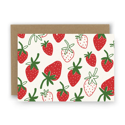 Strawberry Letterpress Notecards - Set of 8
