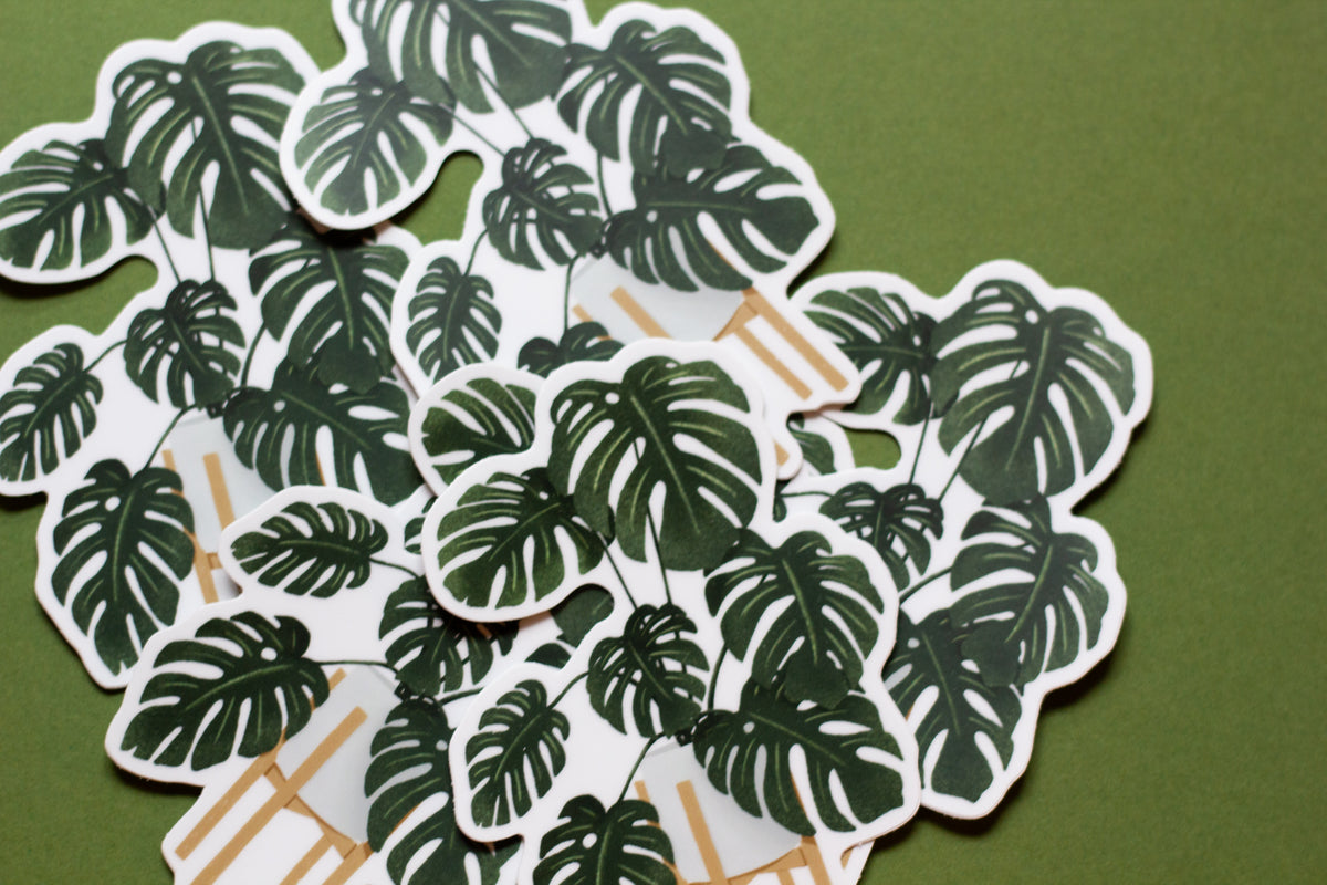 Holographic Monstera Sticker for Water Bottle, Monstera Bumper