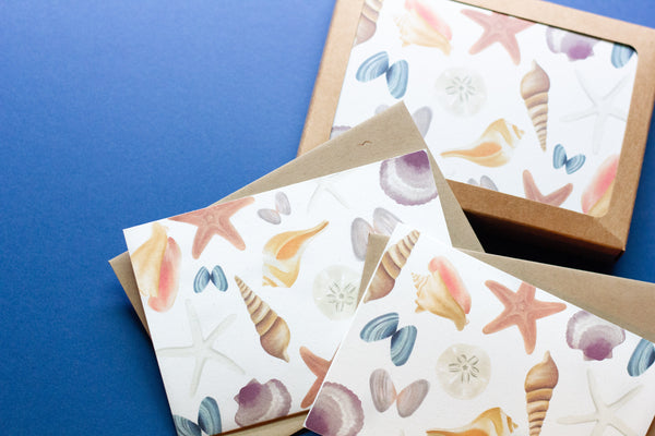 Seashells Pattern Notecards - Set of 8