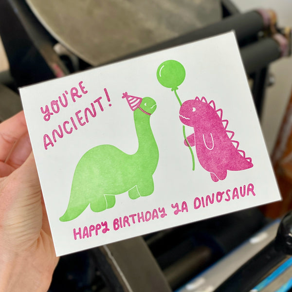 Dinosaur Birthday Letterpress Card