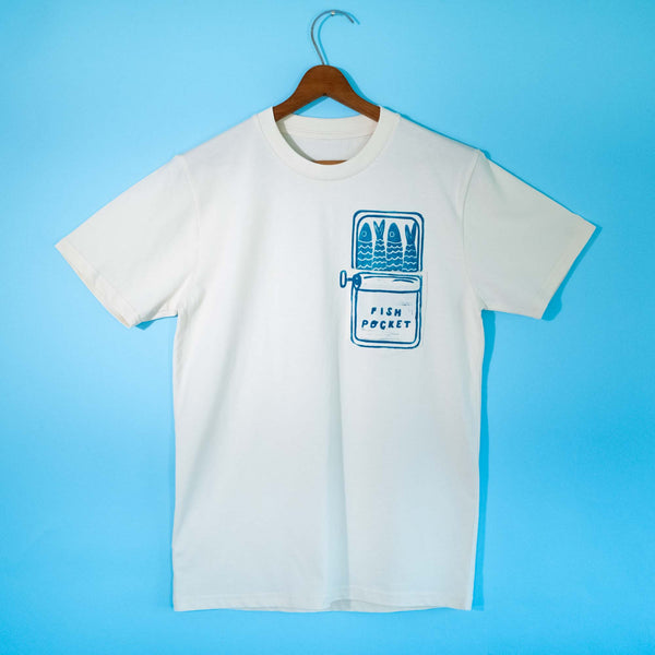 “Fish Pocket” Block Printed Sardine Tee
