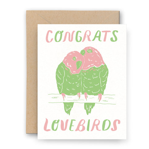 Lovebirds Wedding Letterpress Card