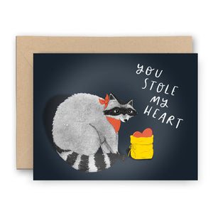 You Stole My Heart Raccoon Card