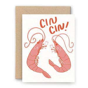 Cin Cin Shrimp Congrats Letterpress Card