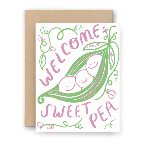 Sweet Pea New Baby Letterpress Card