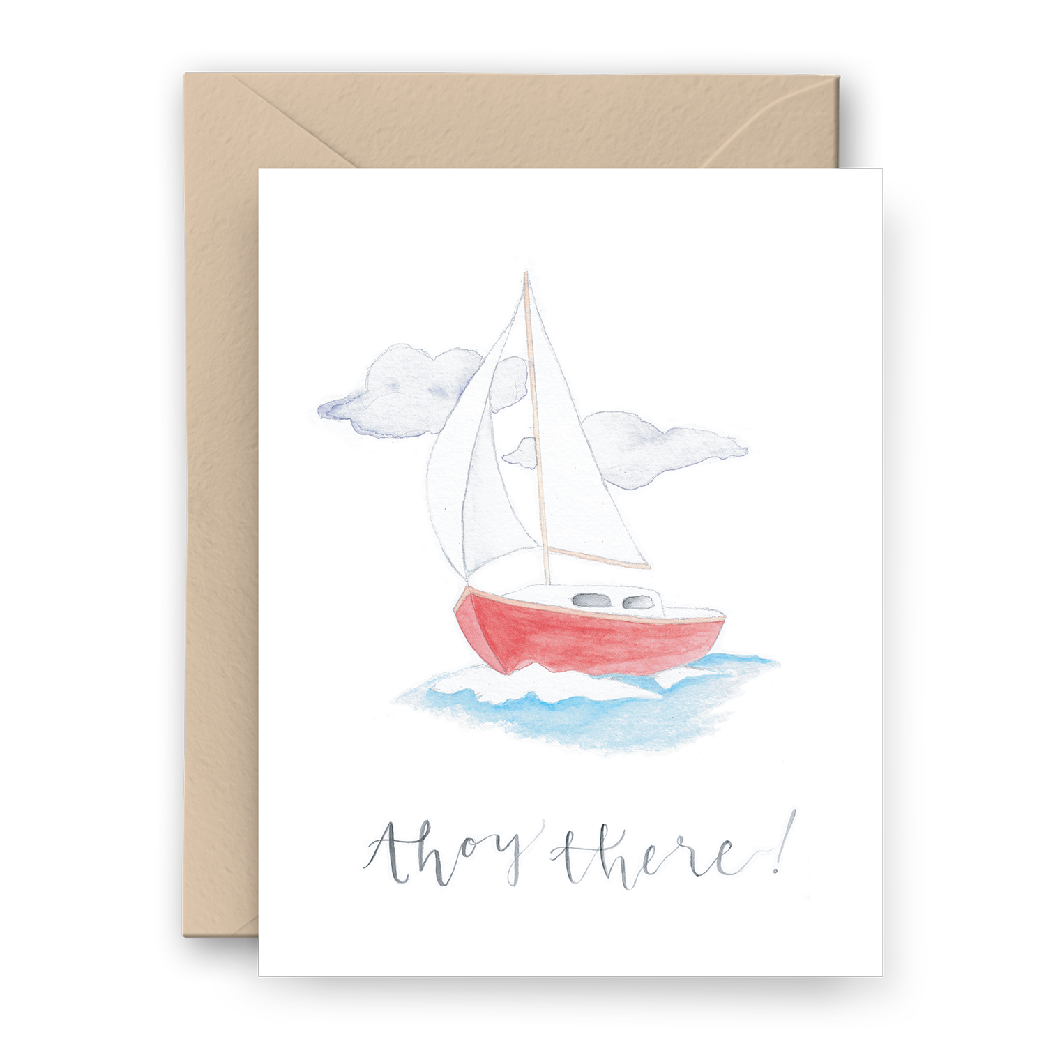 Greeting Cars with Red Sailboat and "Ahoy There" text.