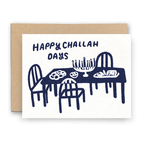 Happy Challah Days Hanukkah Letterpress Card