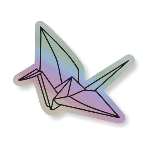 Holographic Origami Crane Vinyl Sticker