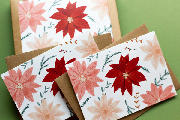 Poinsettia Notecards - Set of 8